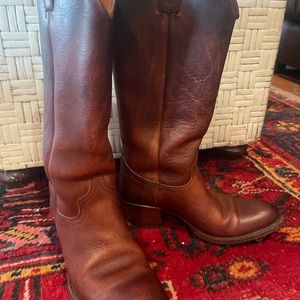 FRYE Deborah Lug Tall boots size 7 color is cognac